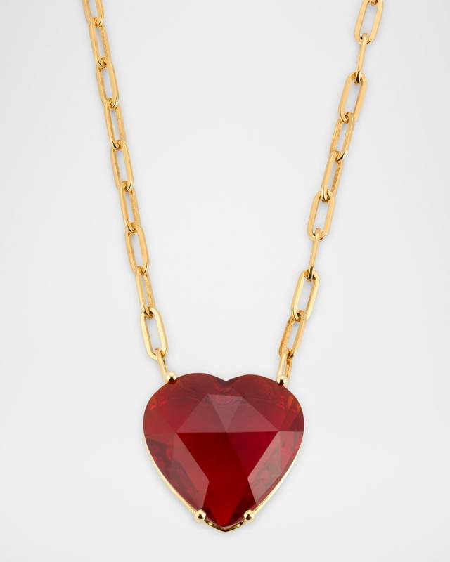 18K Yellow Gold Golden Colors Heart Fire Opal Necklace